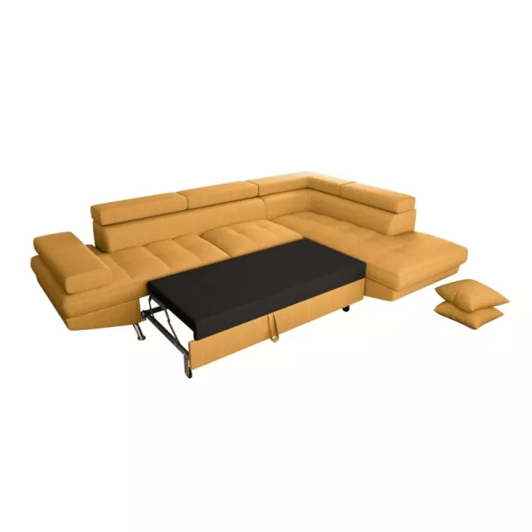 Convertible corner sofa 5 places fabric Right Angle RIO (Ochre yellow) to associate with Rattan Sofas and Convertible Sofas for 