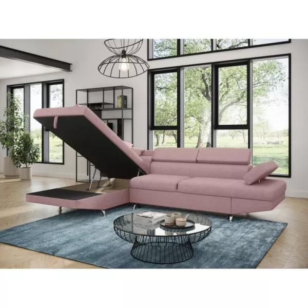 Convertible corner sofa 5 places fabric Left Angle RIO (Old pink) to associate with Sofas And Convertible Sofas Design For Dinin