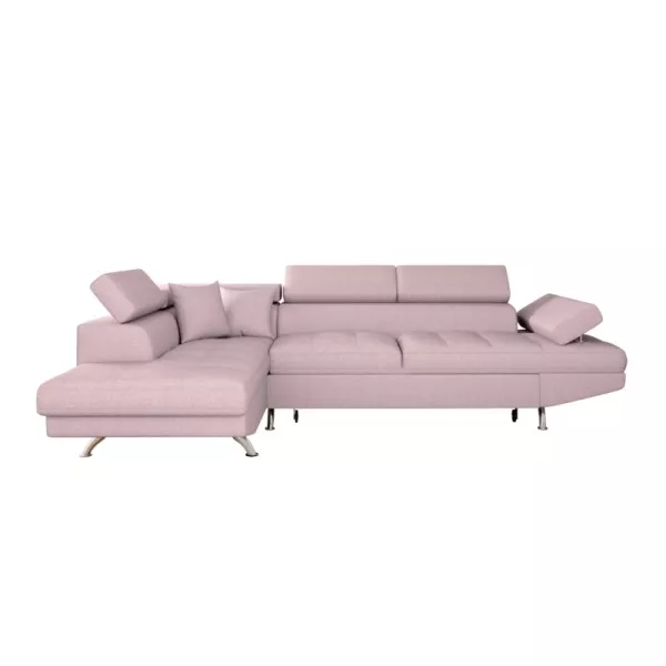 Convertible corner sofa 5 places fabric Left Angle RIO (Old pink) to associate with Stackable Sofas and Convertible Sofas to Sav