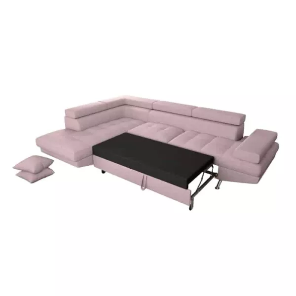 Convertible corner sofa 5 places fabric Left Angle RIO (Old pink) to associate with Stackable Sofas and Convertible Sofas to Sav