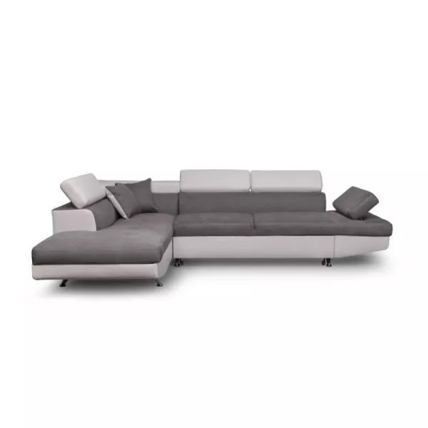 Cabrio-Ecksofa 5 Plätze Mikrofaser und Imitation Left Angle RIO (Grau, weiß) mit assoziieren Stapelbare Sofas und umwandelbare S