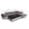 Canapé d'angle convertible 5 places microfibre et simili Angle Droit RIO (Gris, blanc)