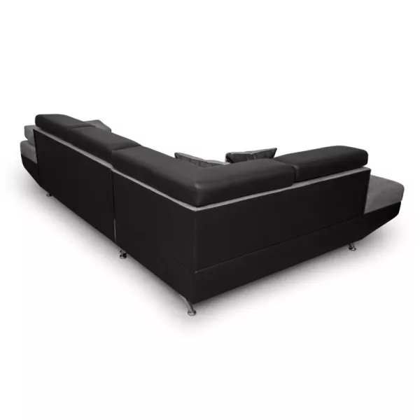 Convertible corner sofa 5 places microfiber and imitation Left Angle RIO (Grey, black) to associate with Rattan Sofas and Conver