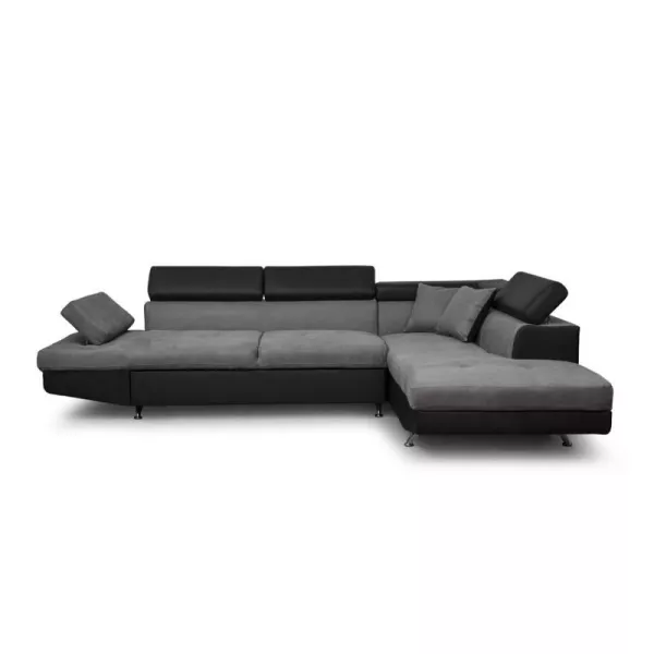 Cabrio-Ecksofa 5 Plätze Mikrofaser und Imitation Right Angle RIO (Grau, schwarz) mit assoziieren Bequeme Cabrio-Sofas und Sofas 