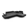 Convertible corner sofa 5 places microfiber and imitation Right Angle RIO (Grey, black) to associate with Rattan Sofas and Conve