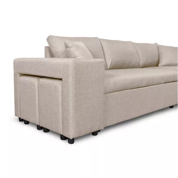 Corner sofa convertible fabric Niche left BENTO (Beige) to associate with Rattan Sofas and Convertible Sofas for Natural Style