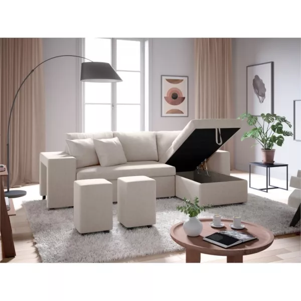 Corner sofa convertible fabric Niche left BENTO (Beige) to associate with Sofas And Convertible Sofas Design For Dining Room