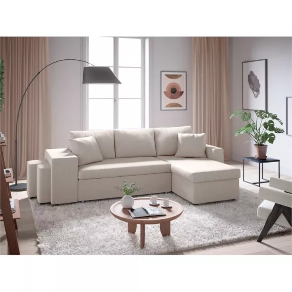 Corner sofa convertible fabric Niche left BENTO (Beige) to associate with Sofas And Convertible Sofas With Armrests For More Com