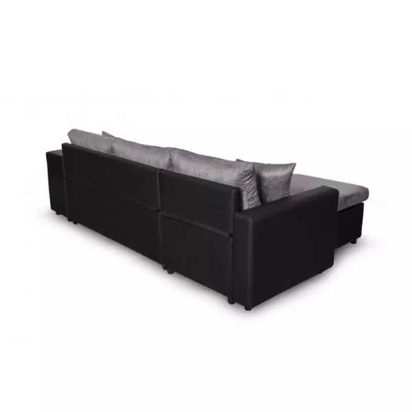 Canapé d'angle convertible microfibre et simili Niche à Droite BENTO (Gris, noir)