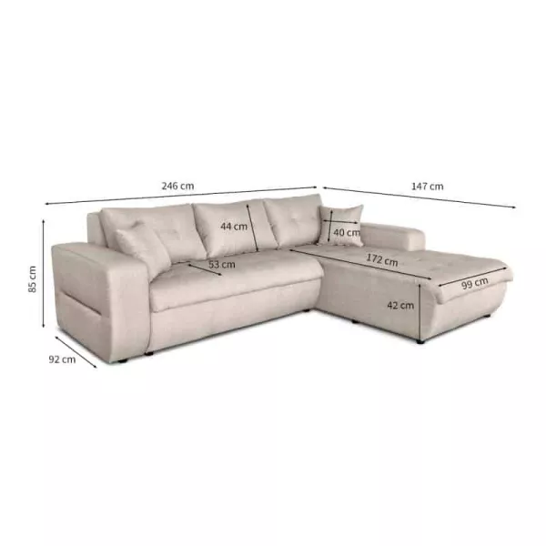 Convertible corner sofa 4 places fabric Right Angle BOND (Beige) to associate with Sofas And Convertible Sofas Design For Dining