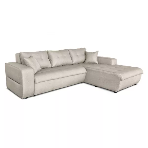 Convertible corner sofa 4 places fabric Right Angle BOND (Beige) to associate with Practical And Robust Folding Sofas And Conver