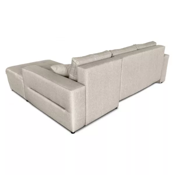 Convertible corner sofa 4 places fabric Right Angle BOND (Beige) to associate with Stackable Sofas and Convertible Sofas to Save