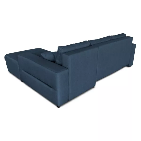 Canapé d'angle convertible 4 places tissu Angle Droit BOND (Bleu pétrole)