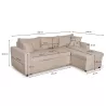 Canapé d'angle convertible 3 places tissu AMARO (Beige)