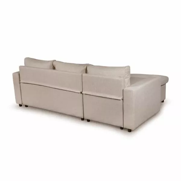 Canapé d'angle convertible 3 places tissu AMARO (Beige)