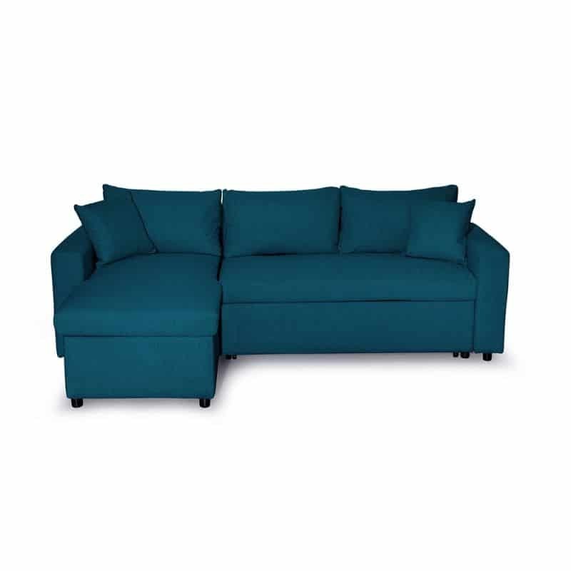 Canapé d'angle convertible 3 places tissu AMARO (Bleu pétrole)