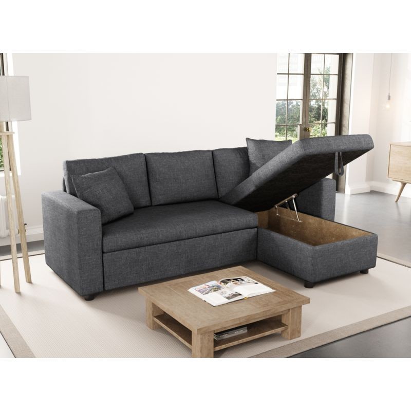 3-Sitzer Cabrio Ecksofa AMARO Stoff (Dunkelgrau) mit assoziieren Praktische und robuste Klappsofas und umwandelbare Sofas