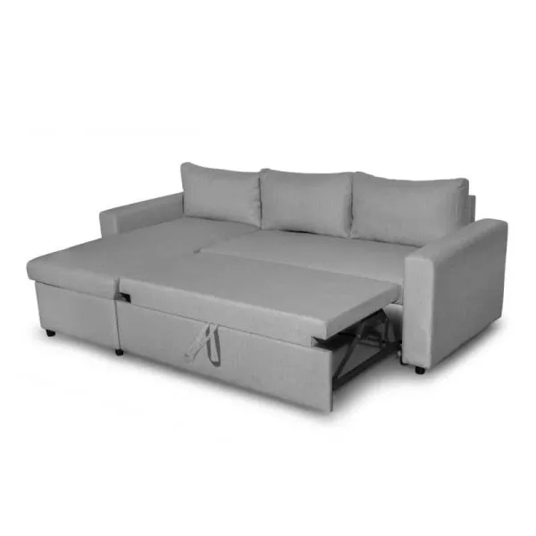 Canapé d'angle convertible 3 places tissu AMARO (Gris clair)