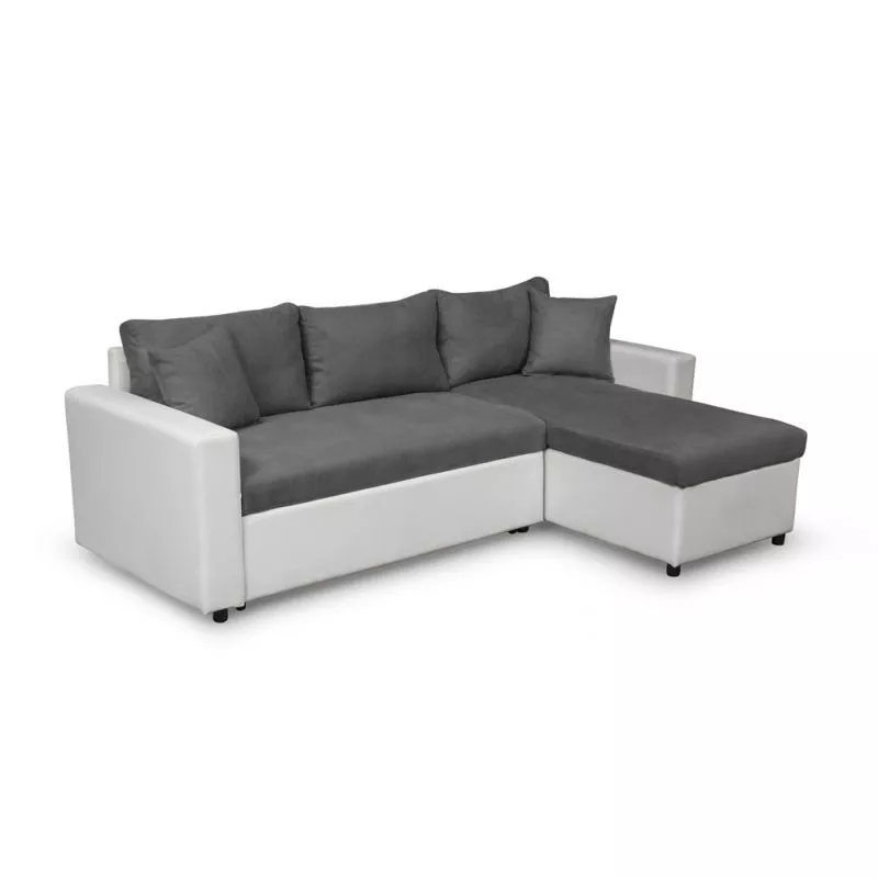 3-seater convertible corner sofa imitation and microfiber AMARO (Grey, white) to associate with Sofas And Convertible Sofas Desi