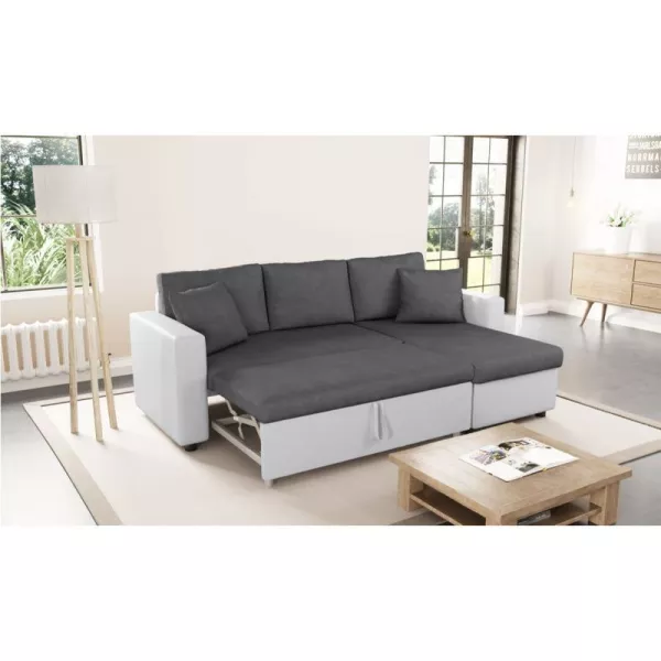 3-seater convertible corner sofa imitation and microfiber AMARO (Grey, white) to associate with Modern Sofas And Convertible Sof