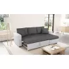 3-Sitzer Cabrio Ecksofa Imitation und Mikrofaser AMARO (Grau, weiß) mit assoziieren Zeitgenössische Ledersofas und umwandelbare 