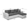 3-Sitzer Cabrio Ecksofa Imitation und Mikrofaser AMARO (Grau, weiß) mit assoziieren Stapelbare Sofas und umwandelbare Sofas, um 