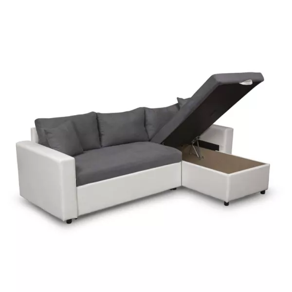 3-Sitzer Cabrio Ecksofa Imitation und Mikrofaser AMARO (Grau, weiß) mit assoziieren Stapelbare Sofas und umwandelbare Sofas, um 