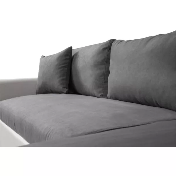 3-Sitzer Cabrio Ecksofa Imitation und Mikrofaser AMARO (Grau, weiß) mit assoziieren Sofas und umwandelbare Sofas für das Esszimm