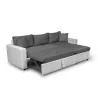 3-seater convertible corner sofa imitation and microfiber AMARO (Grey, white) to associate with Stackable Sofas and Convertible 