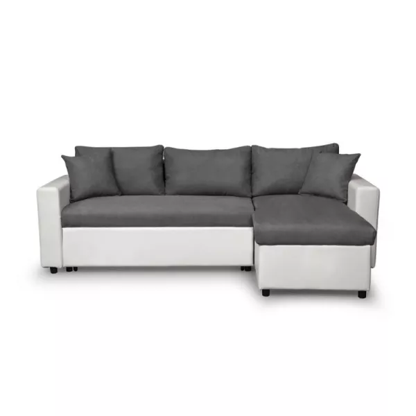 3-seater convertible corner sofa imitation and microfiber AMARO (Grey, white) to associate with Functional and stylish kitchen s