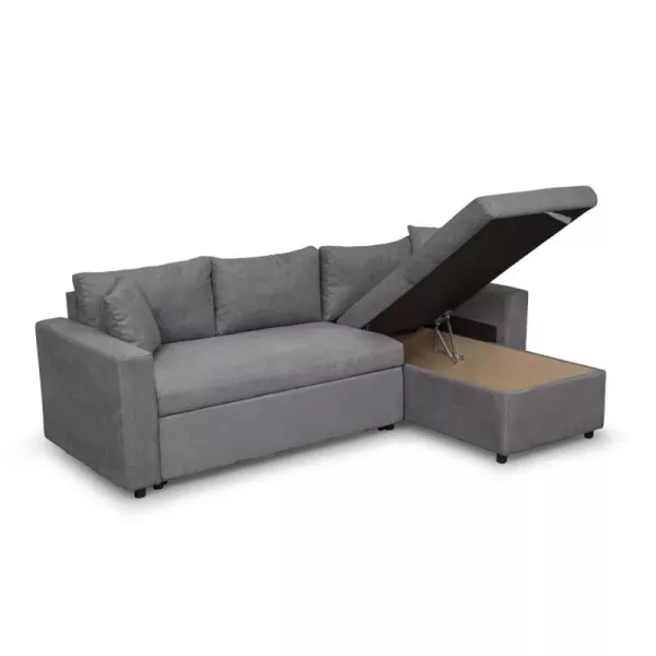 Corner sofa 3 places convertible microfiber AMARO (Grey) to associate with Sofas and Convertible Sofas Upholstered for Optimal C