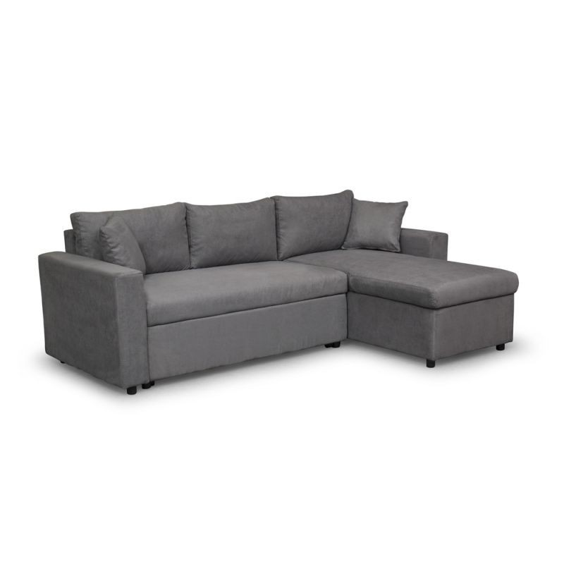 Ecksofa 3 Plätze cabrio Mikrofaser AMARO (Grau) mit assoziieren Sofas und umwandelbare Sofas mit Armlehnen für mehr Komfort