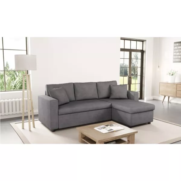 Corner sofa 3 places convertible microfiber AMARO (Grey) to associate with High Quality Solid Wood Sofas and Convertible Sofas