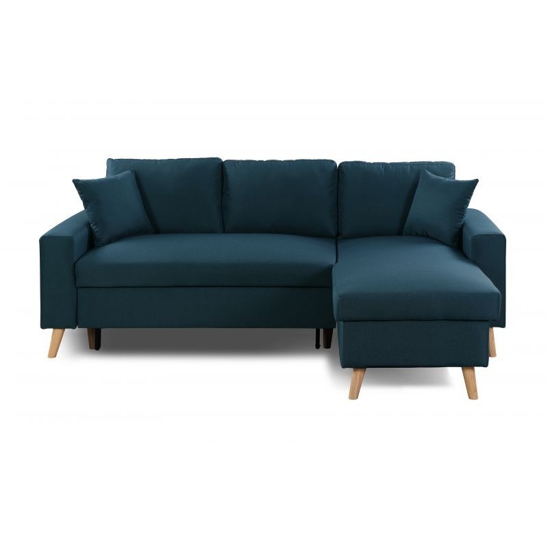 Scandinavian corner sofa convertible 4 places fabric CHOVIN (Petrol blue) to associate with Rattan Sofas and Convertible Sofas f