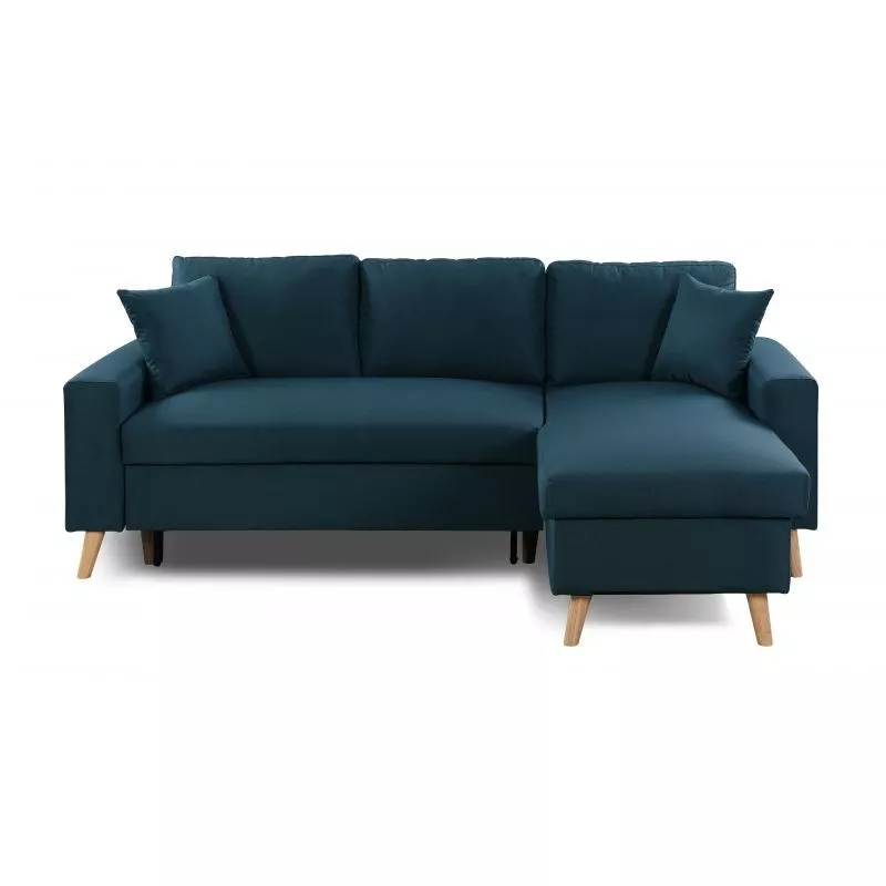 Divano angolare scandinavo trasformabile in tessuto a 4 posti CHOVIN (blu petrolio) associarsi a Divani in rattan e divani trasf