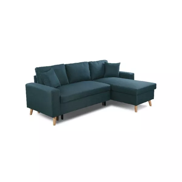 Scandinavian corner sofa convertible 4 places fabric CHOVIN (Petrol blue) to associate with Weatherproof Garden Convertible Sofa