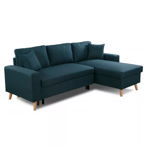 Scandinavian corner sofa convertible 4 places fabric CHOVIN (Petrol blue) to associate with Sofas And Convertible Sofas With Arm