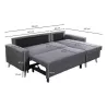 Canapé d'angle scandinave convertible 4 places tissu CHOVIN (Gris foncé)