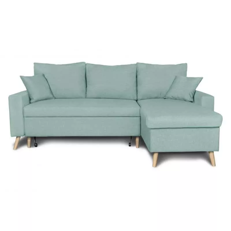 Scandinavian corner sofa convertible 4 places fabric CHOVIN (Light blue) to associate with Functional and stylish kitchen sofas 