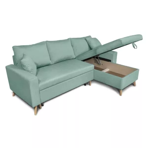 Scandinavian corner sofa convertible 4 places fabric CHOVIN (Light blue) to associate with Weatherproof Garden Convertible Sofas