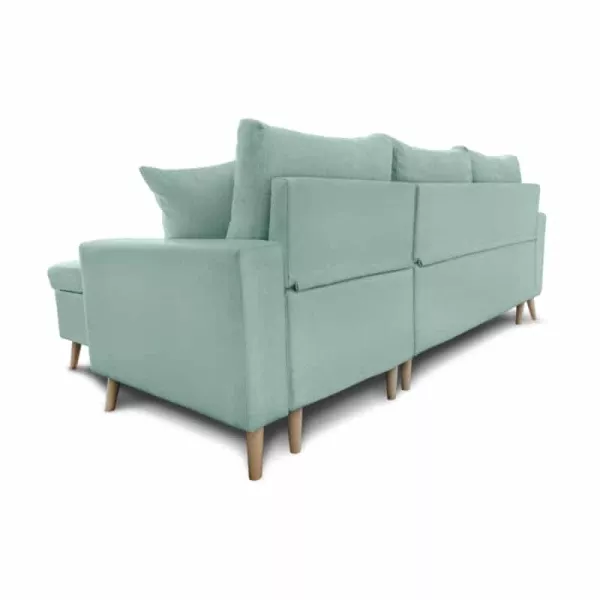 Canapé d'angle scandinave convertible 4 places tissu CHOVIN (Bleu clair) à associer à Canapes Et Canapes Convertibles Confortabl