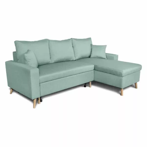 Scandinavian corner sofa convertible 4 places fabric CHOVIN (Light blue) to associate with Sofas And Convertible Sofas Design Fo