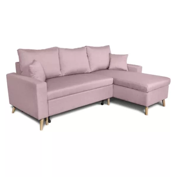 Scandinavian corner sofa convertible 4 places fabric CHOVIN (Old pink) to associate with Rattan Sofas and Convertible Sofas for 