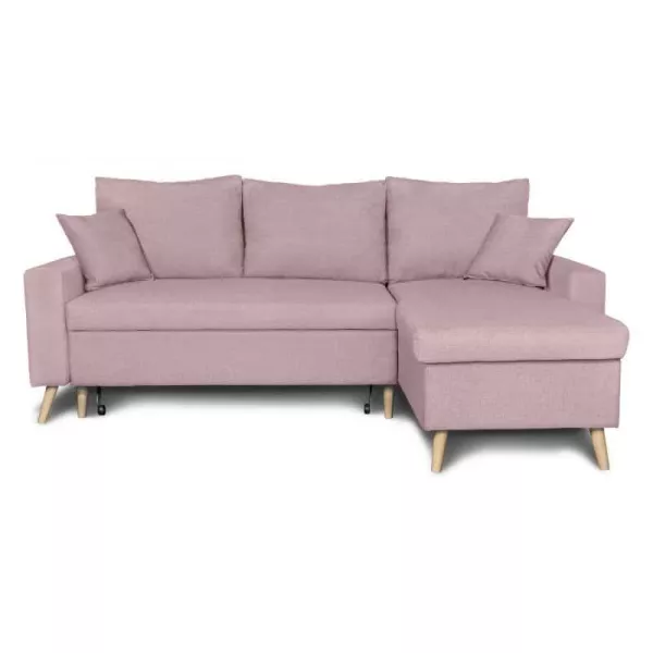 Scandinavian corner sofa convertible 4 places fabric CHOVIN (Old pink) to associate with Sofas And Convertible Sofas Design For 