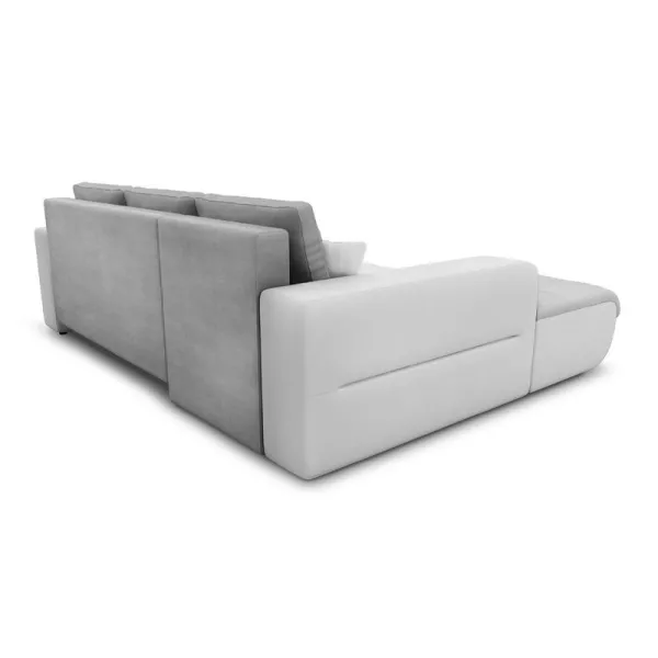 Umwandelbares Ecksofa 4 Plätze Imitation und Mikrofaser Left Corner BOND (Grau, weiß) mit assoziieren Bequeme Cabrio-Sofas und S