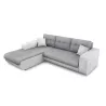 Convertible corner sofa 4 places imitation and microfiber Left Corner BOND (Grey, white) to associate with Comfortable Convertib