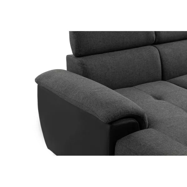 Panorama-Schlafsofa 6 Plätze Stoff und Imitation PARMA (Grau, schwarz) mit assoziieren Zeitgenössische Ledersofas und umwandelba