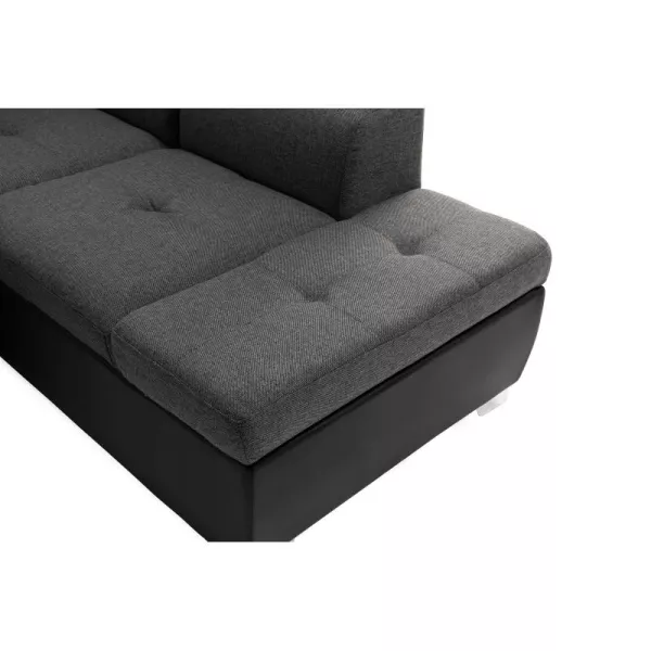 Panorama-Schlafsofa 6 Plätze Stoff und Imitation PARMA (Grau, schwarz) mit assoziieren Vintage-Sofas und umwandelbare Sofas für 