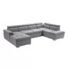 Canapé d'angle convertible 6 places tissu Angle Droit PARMA (Gris)