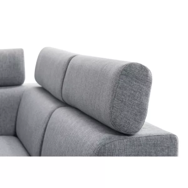 Canapé d'angle convertible 6 places tissu Angle Droit PARMA (Gris)